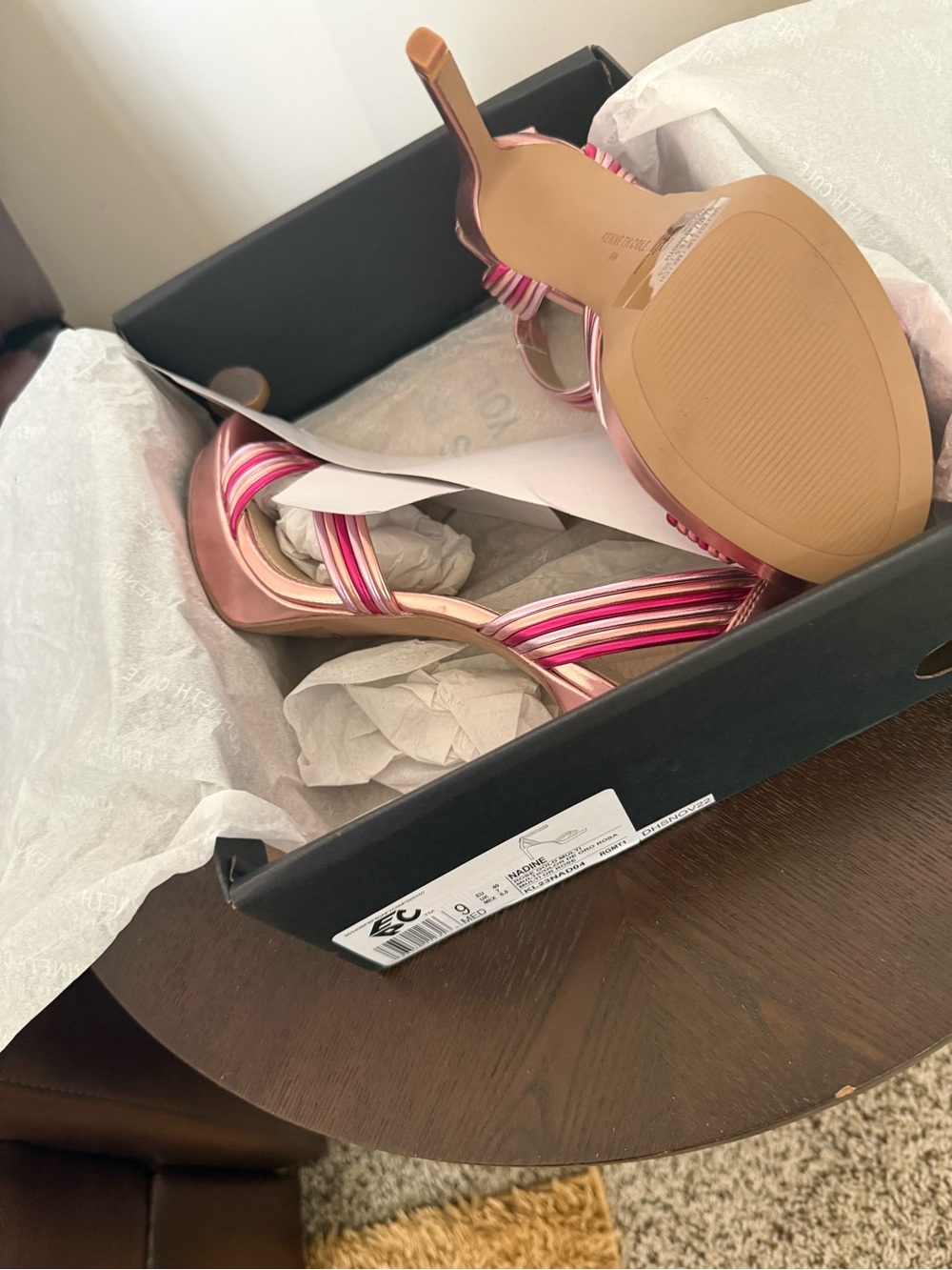 Metallic Pink Strappy High Heel Sandals - Women - Picture 6 of 9